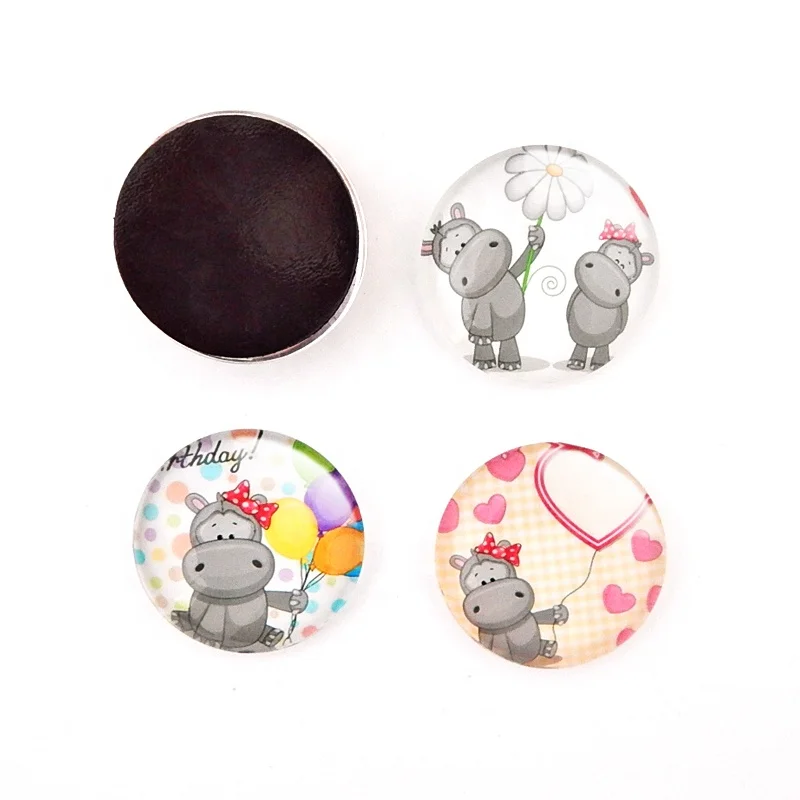 
Custom Dome Magnetic Sticker Fridge Love Pink Hippo Glass Animal Magnets For Fridge Souvenir For Fun 