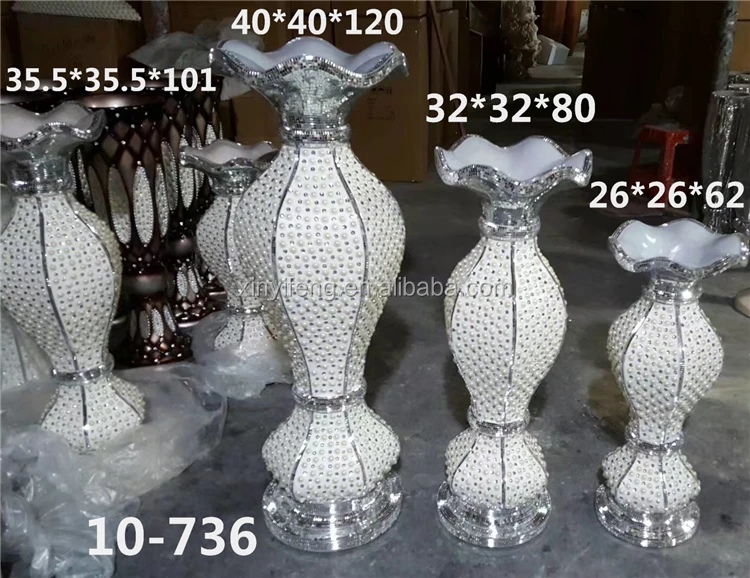 736 оптовая продажа OEM элегантная напольная ваза в форме сердца из жемчуга, золота, серебра, смолы, Цветочная ваза для домашнего декора