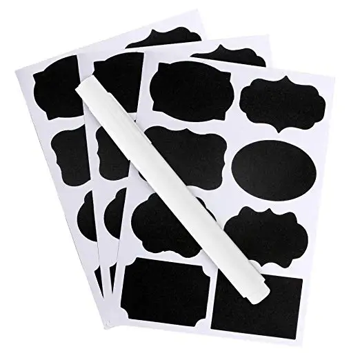 Chalkboard Labels, Premium Reusable Chalkboard Stickers with 2 Chalk Marker to Decorate Your Pantry Storage & Office