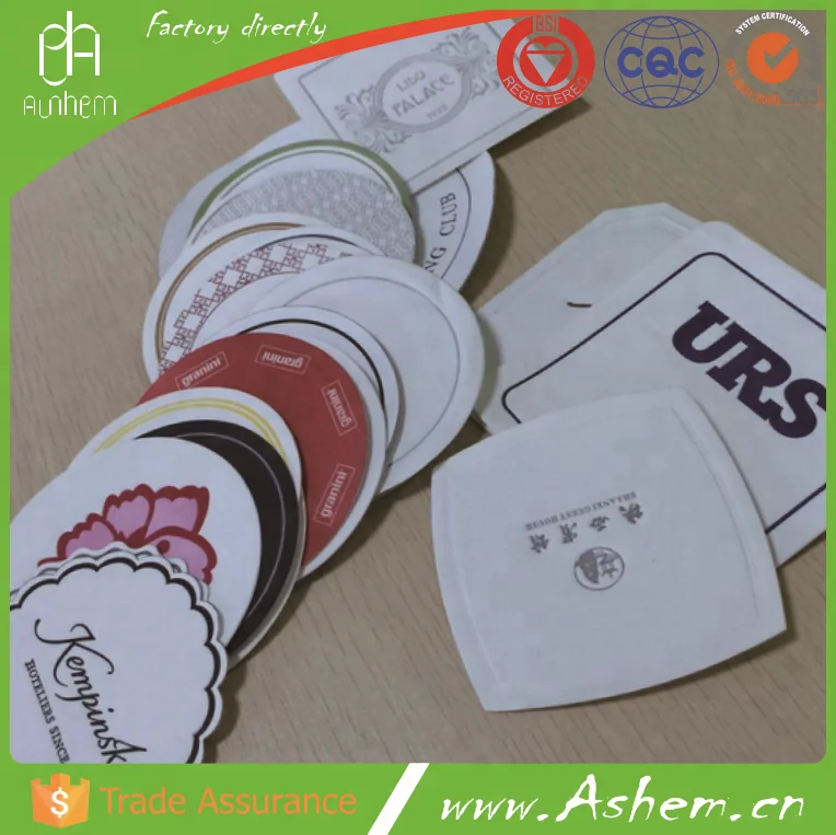 Hotel paper coasters/ absorbed paper coasters / tissue paper coasters with customer design, DL001