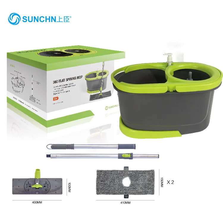 2 Mopheads Best Selling Floor Cleaning Rectangle Mop With Double Separating Bucket