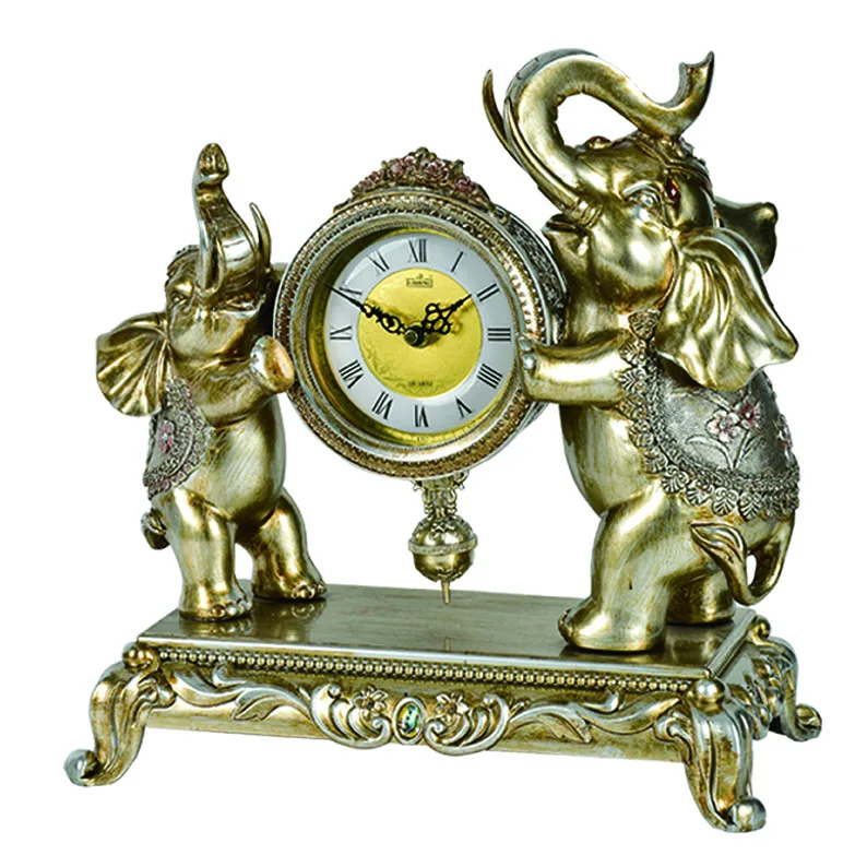 House decor new table clock custom desk clock elephant clock made in China 1456