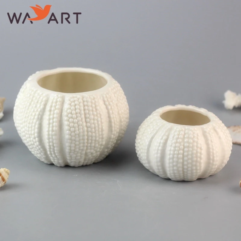 
Hot Sale White Sea Urchin Design Ceramic Flower Pots Wholesale 