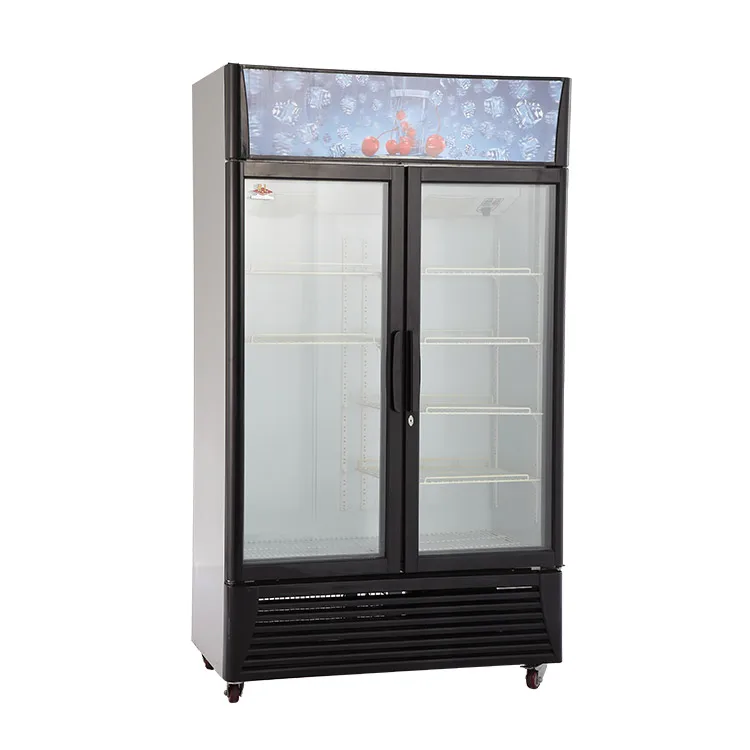 High quality beverage cooler supermarket commercial  beer  freezer two door refrigerator