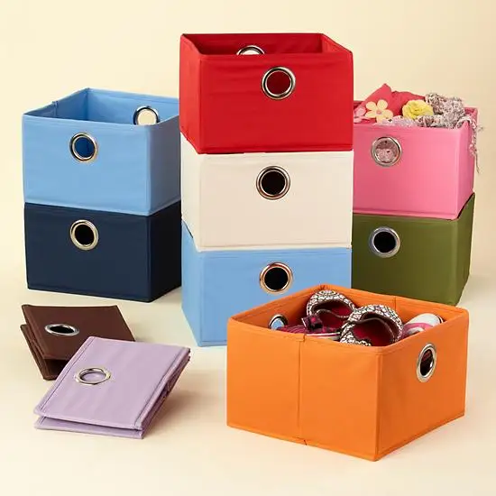 Fabric Big Storage Drawer With Grommet For Storage Cart In Grey