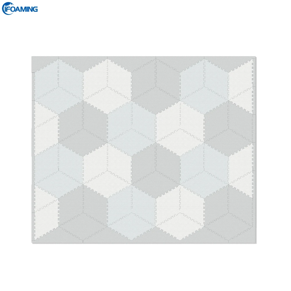 
Stylish Interlocking Rhombus Puzzle Baby Foam Playmat Grey/White/Cream 