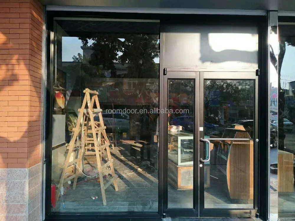 Commercial building shopfront pivot aluminium glass entrance doors