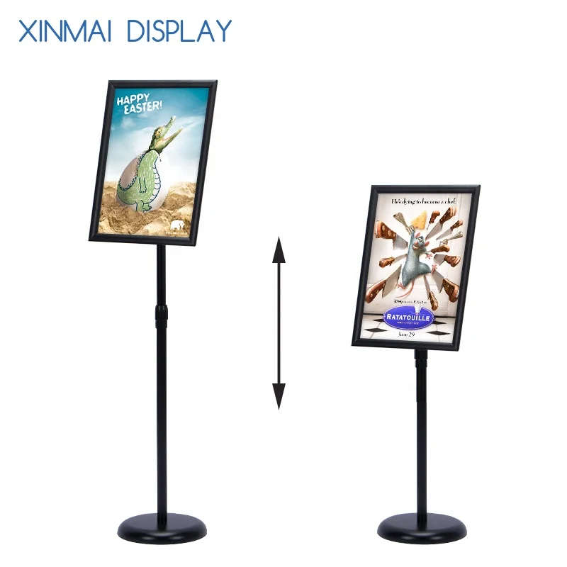 A3/A4 Black aluminum floor display sign stand for menu in restaurant or guide sign in shopping mall