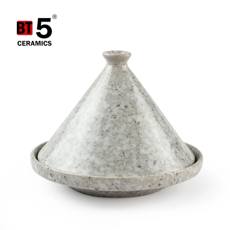 
Custom logo round stoneware tajine moroccan tagines with conical lid 