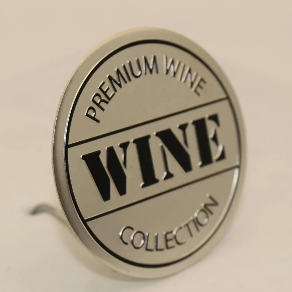 Custom Aluminum Embossed Bottle Label Metal Logo Wine Metal Sticker Metal Wine Label