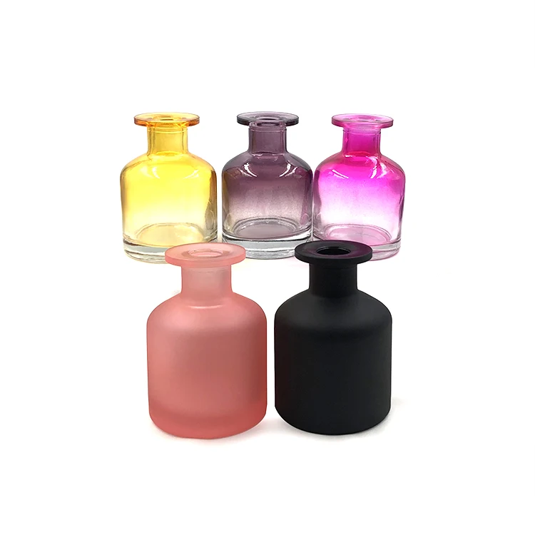Decorative 150ml frosted pink aroma bottle glass round reed diffuser bottles
