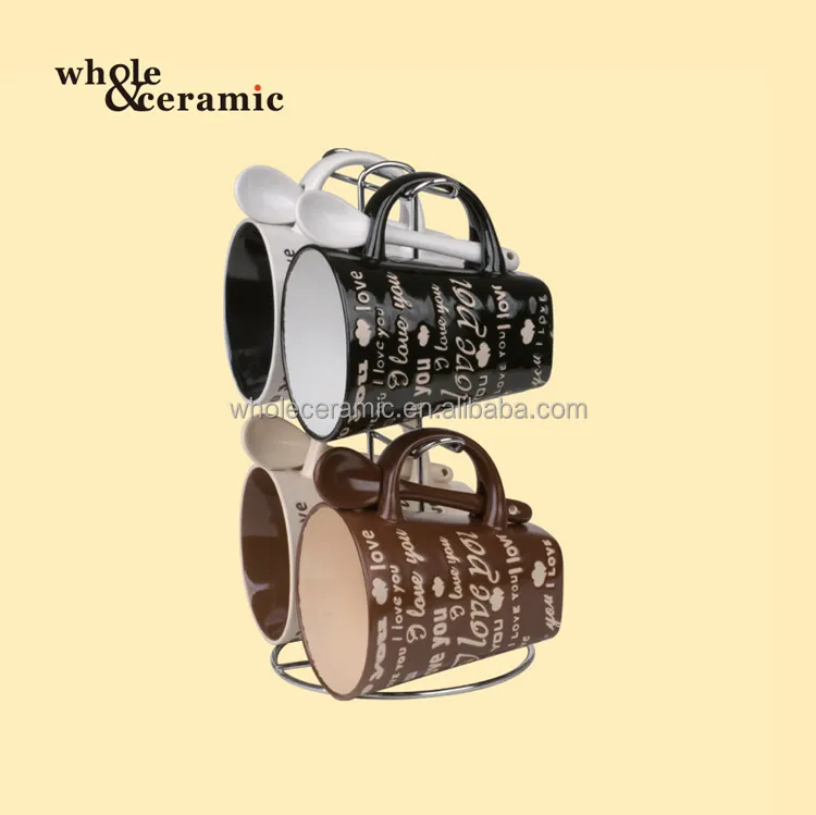 12oz 16oz Hand Painted Coffee Mug Holder Rack Mug With Metal Stand With Rack Mug Tree Wholesale