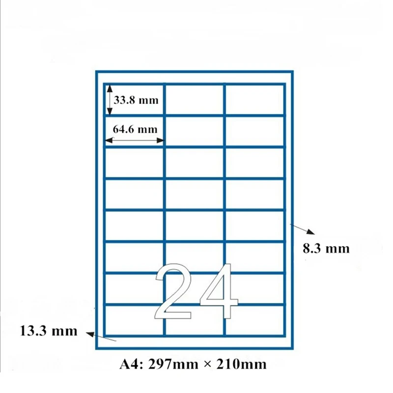 66mm x 33.8mm 24 Labels A4 sheet Address Labels A4 laser labels