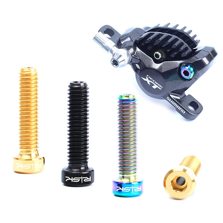 RISK 2pcs M6x23.5mm Titanium Alloy Hollow MTB Bicycle Oil Storage Fastening Screw Mountain Bike Disc Brake Master Cylinder Bolts