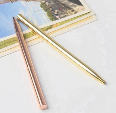 
Factory price wholesale custom silver gold thin metal brass pen with laser logo 