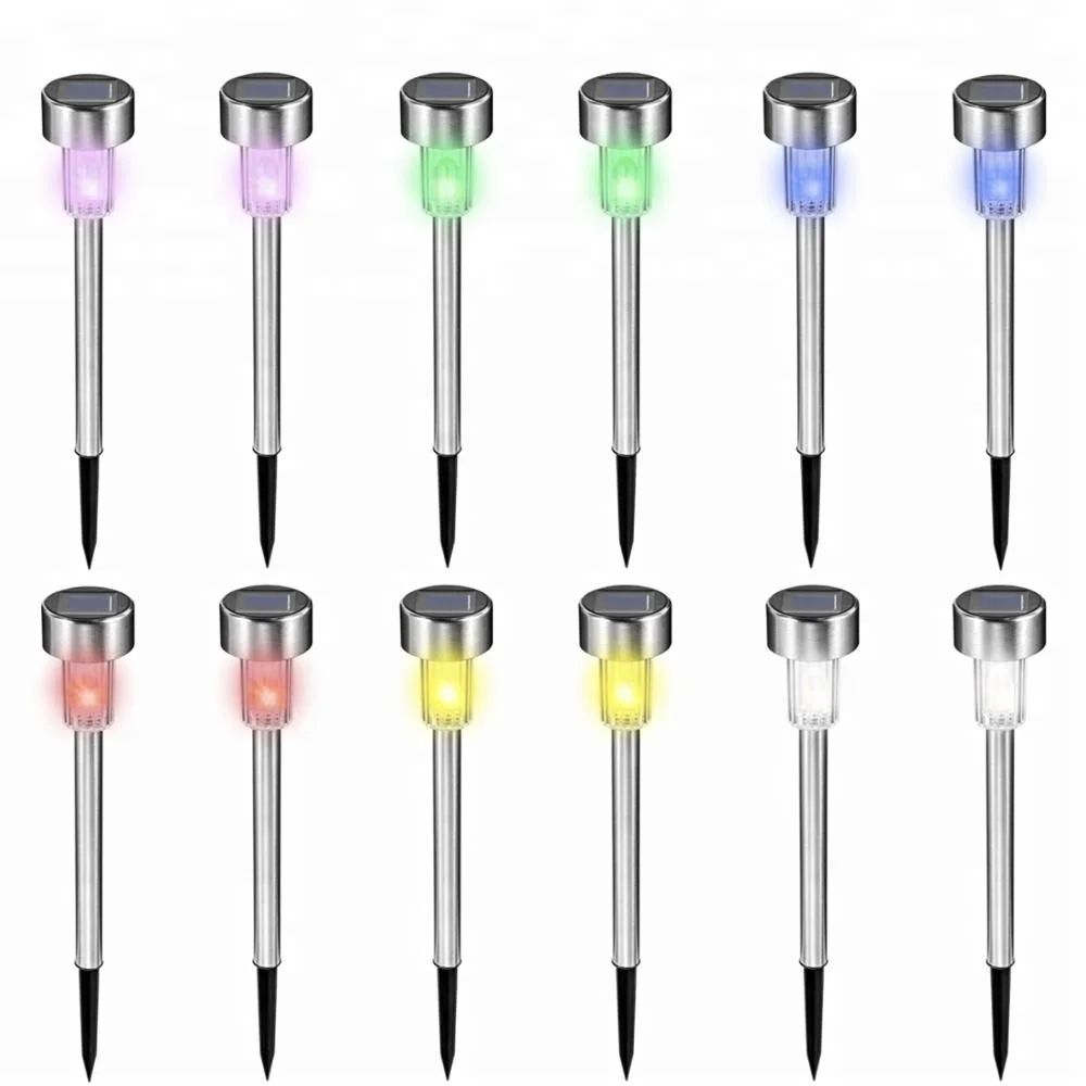 Solar Garden Lights Outdoor 12 Pack, LED Solar Powered Pathway Lights, Stainless Steel Landscape Lighting For Lawn, Patio, Yard