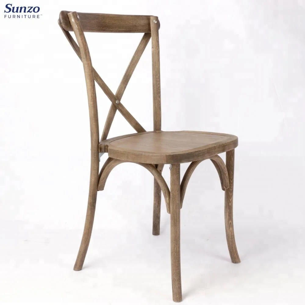 Wholesale Elegant Event Stackable Wood Cross Back Dining Chairs