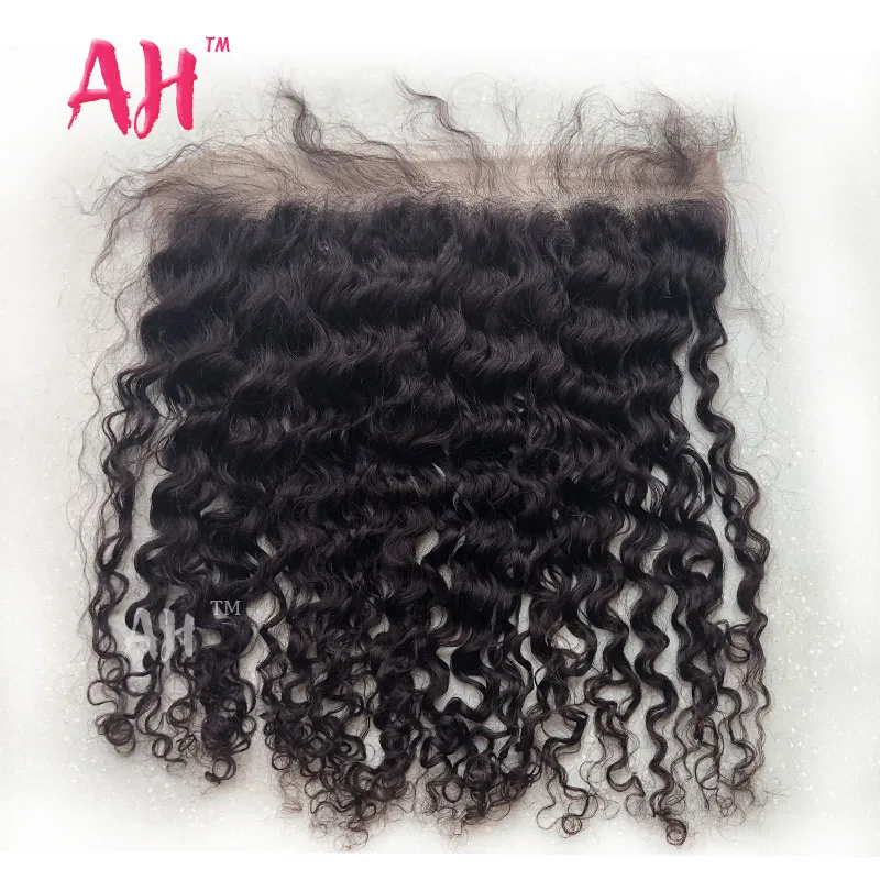 Cambodian Deep Wave Hair Lace Frontal Raw Cambodian Curly Human Hair Swiss Lace Fronntal 13*4 With Plucked Baby Hair