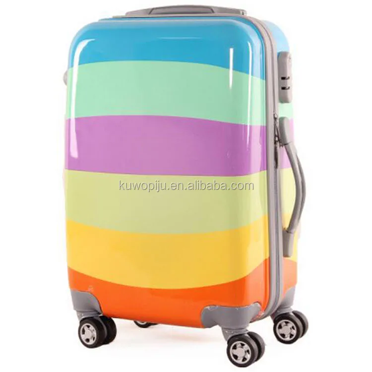 3 pc Spinner ABS PC suitcase 3 in 1 PC flower print butterfly hard luggage