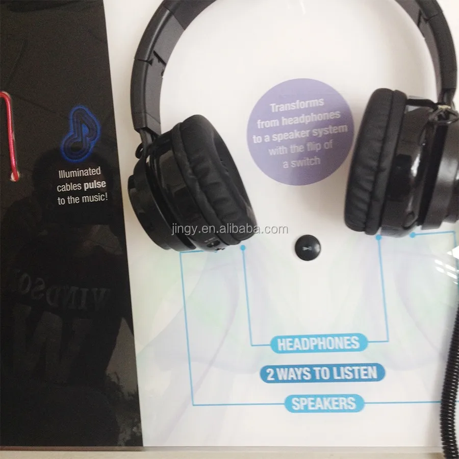 Factory custom white store counter exhibition pmma plexiglass speaker holder stand acrylic blueteeth headphone display stand