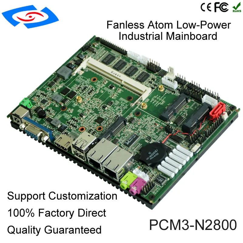 3.5 Inch X86 Fanless Mini Industrial  Motherboard with Soldered CPU N2800  6 USB 2.0 Gbe LAN