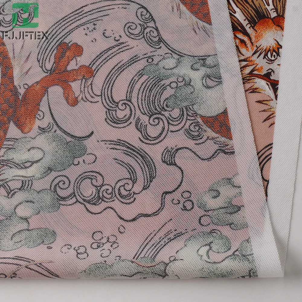 High elastane 92 polyamide 8 spandex digital  printed mesh fabric for underwear