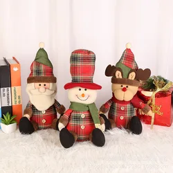 New Sitting Santa Snowman Deer Shaped Doll  Fabric Doll Cloth Christmas Gift Doll  Table Ornament Xmas gift for children