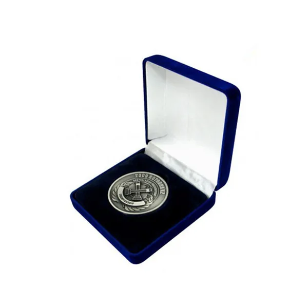 Wholesale Custom Gold Coin Display Case Small Velvet Silver Coin Box
