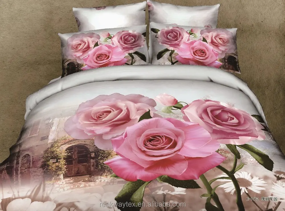 YDN-3D1600362-363 3d sunflower print cheap cotton dubai hotel quilt bedding fitted sheet set