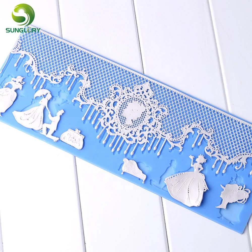 Wedding Decoration Beauty Silicone Lace Mat Flower Lover Sugar Cake Lace Mold For Baking Fondant Lace Mold Cake Decorating Tools