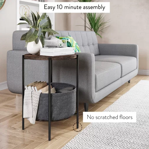 Cheap Round Sofa Bed Side Table End Table High quality Nightstand Grey