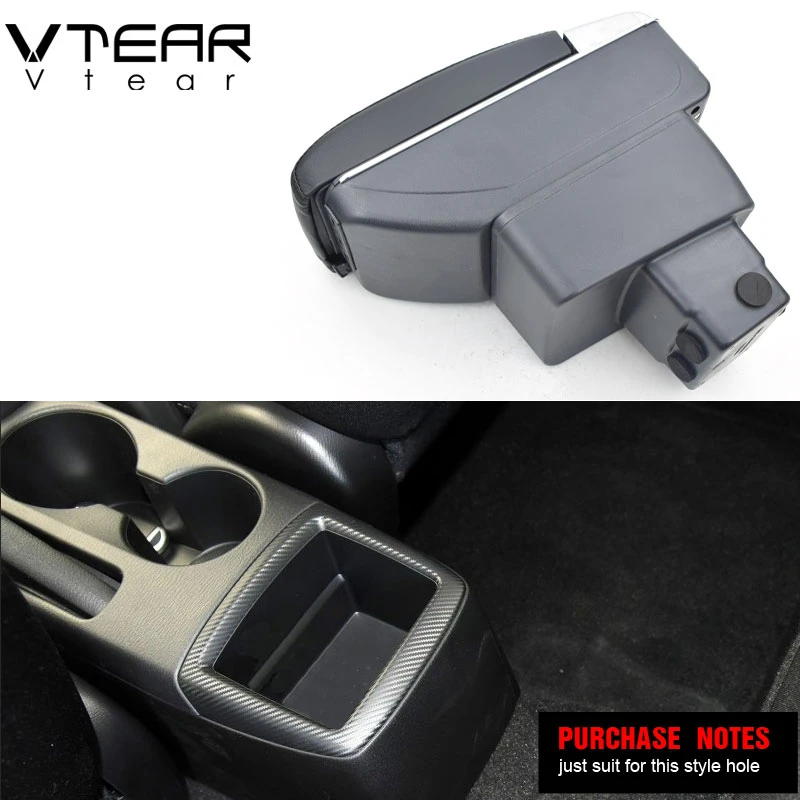 Vtear For Mazda 2/Mazda2/demio armrest USB Charging interface heighten storage box central Store content arm rest accessories