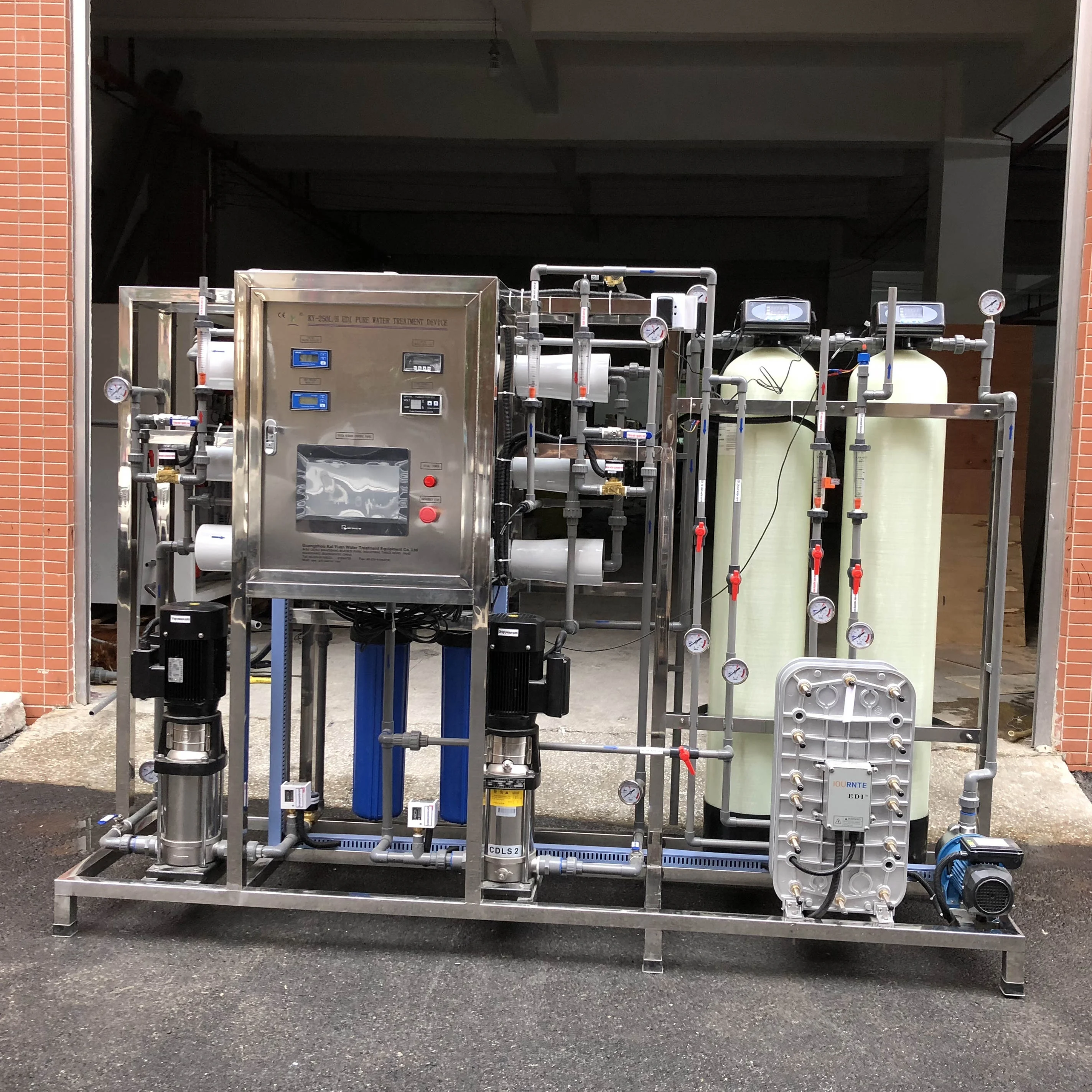 CE SS 250LPH  distilled ultra pure water purification treatment plant commercial reverse osmosis edi system for hospital and lab
