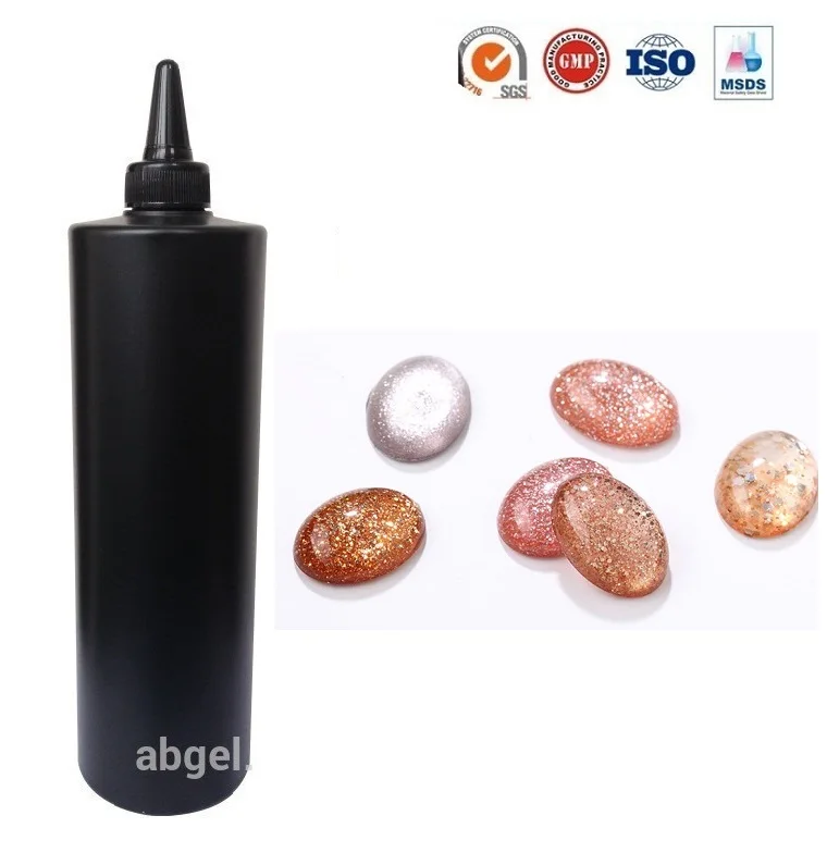 1 литр от китайского производителя УФ-гель-лака для светодиодных ламп с отмачиванием, Платиновый блеск