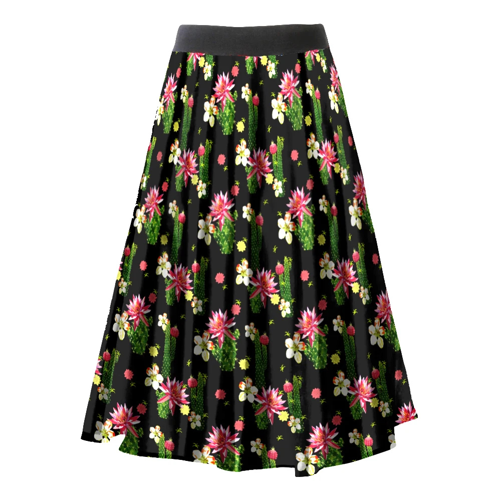 custom made 1950s Novel Print Skirt Mexican Cactus Floral Print Full Circle Skirt