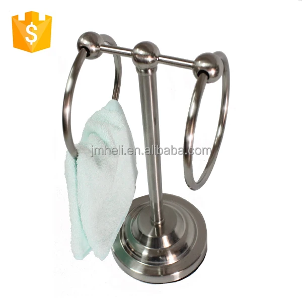
bathroom metal corner standing towel ring in brushed satin finished 