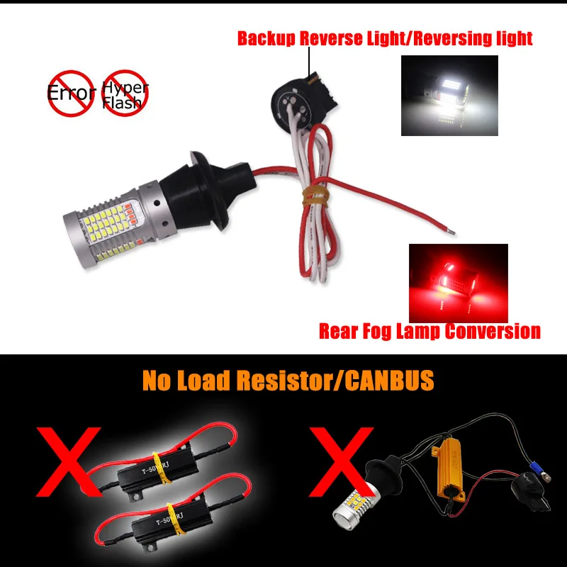 
Car 7440 LED White/Red Dual-Color Canbus W21W T20 led Bulbs For 2016-up Mazda MX-5 Backup Reverse Lights & Rear Fog Lamp 
