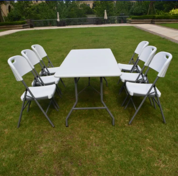 6 feet rectangle white plastic folding table foldable dining table
