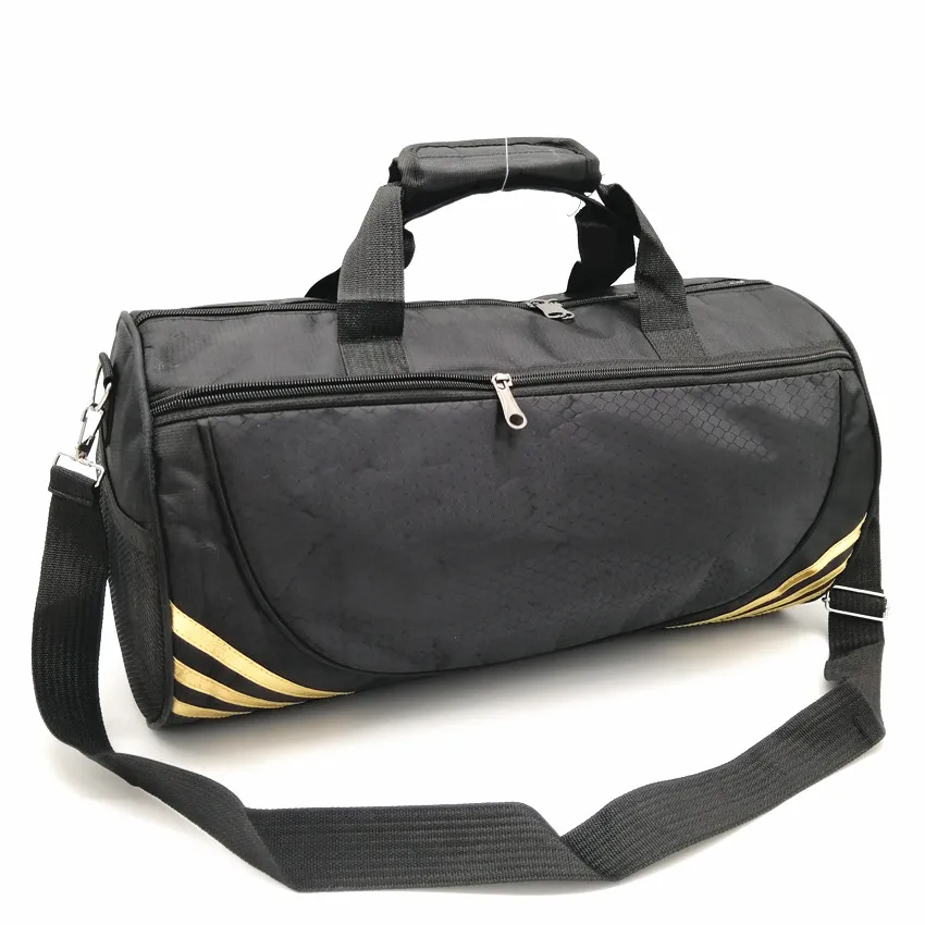 2019 Eco-friendly New Design Black 600D Polyester Gym Sports Travel Duffel Bags with Font Pockets