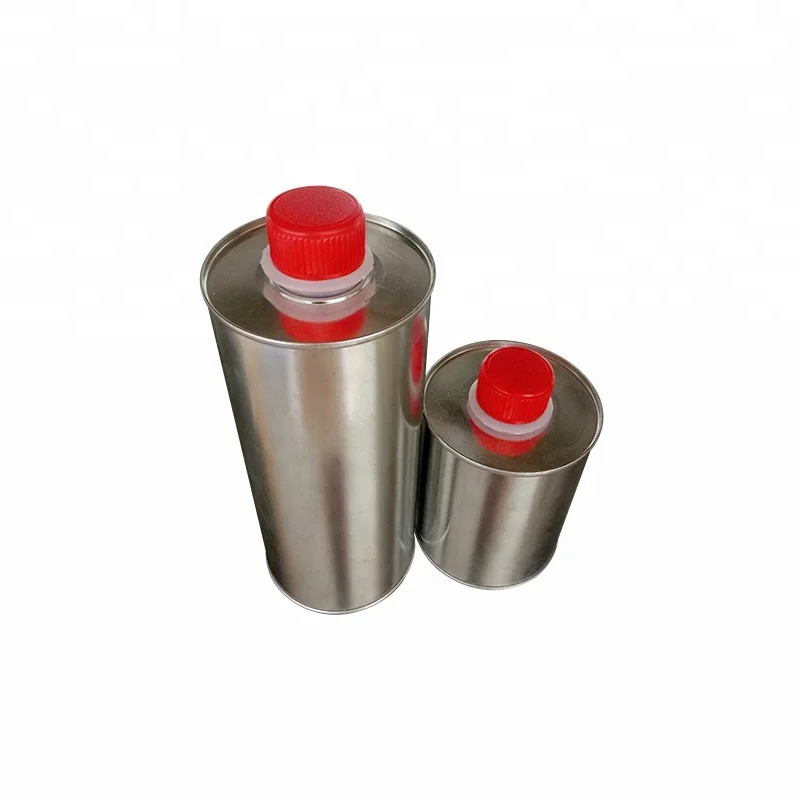 1000ml custom engine oil or lubricant cylindrical tinplate container with plastic cap