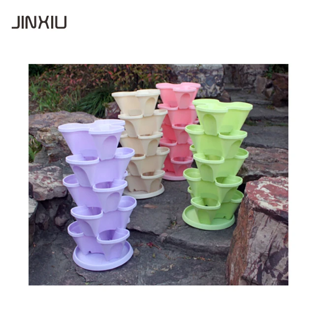 
ourdoor plastic indoor plant pot tower garden plastic stackable flower pots/ planter 