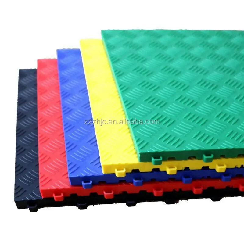 
pp indoor interlocking plastic floor tiles for repair workshop/removable plastic interlocking warehouse floor mats 