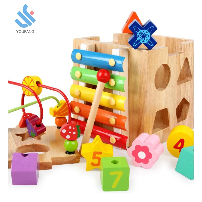 YF-M624 Wholesale educational popular multifunction wooden bead maze wooden music instrument toy for kids