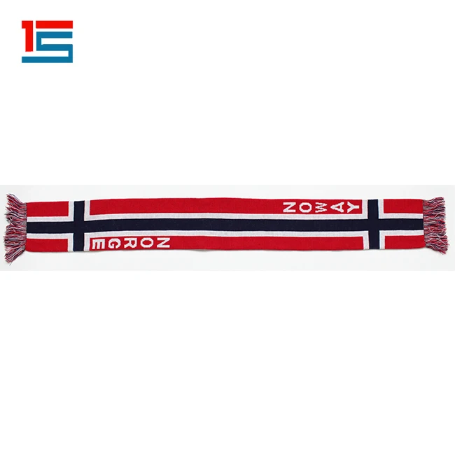 
Wholesale Norway Football Fans souvenir mini fans football scarf jacquard tatting acrylic woven scarf 