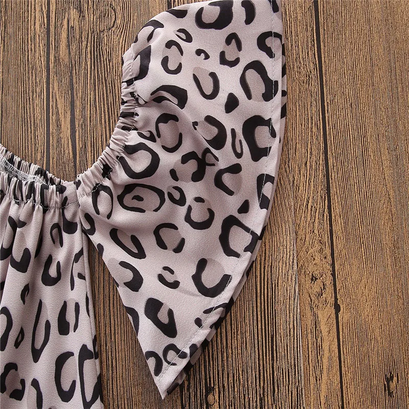 
Wholesale Children Boutique Clothing Set Girl Summer Sleeveless Leopard Sets 