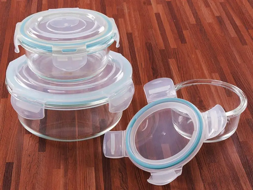 Wholesale borosilicate glass food container with airtight lid