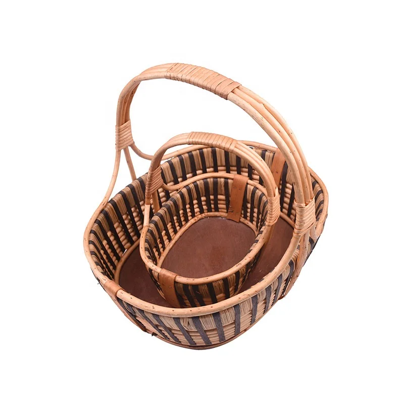 
Fancy wedding handles food fruit hamper natural christmas decorations handmade willow rattan wicker empty flower gift basket 