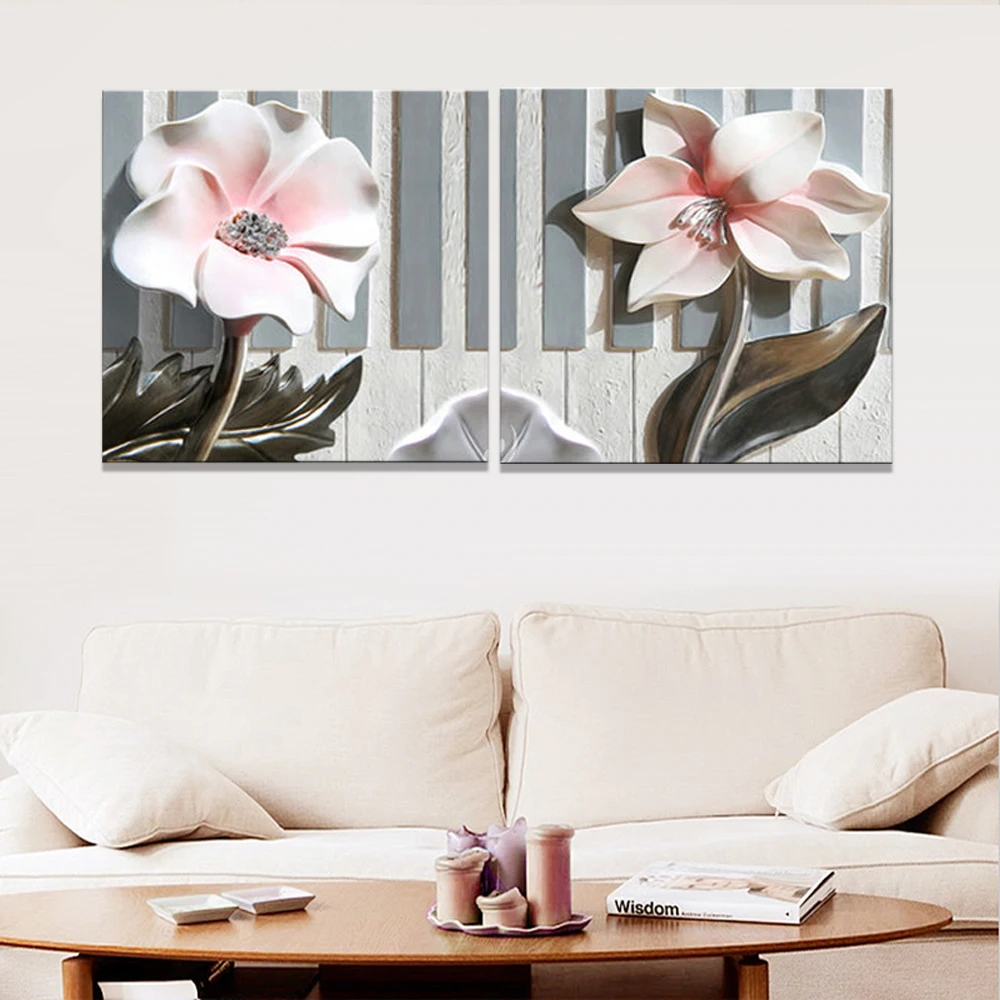 2 панели современное художественное полотно Печать холст стена 3D Искусство Цветочная живопись
