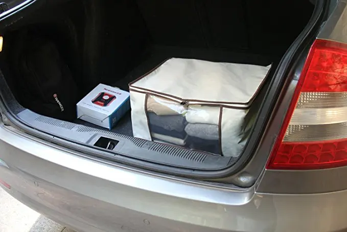 QJMAX Large Durable Oxford Underbed Clothing Organizer Storage Bag With Clear Window