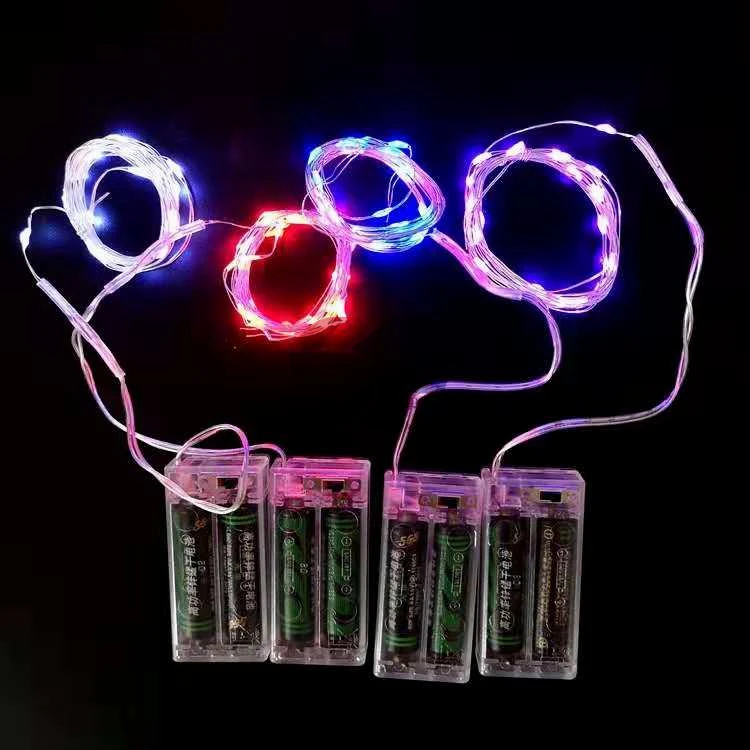 Silver Wire Led Copper Wire Twinkle Light 2AA Battery Operated Micro LED Copper Wire String Lights for festival Decoration